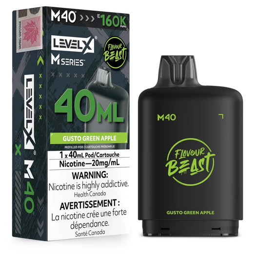 Level X M Series Pod 40ml - Flavour Beast - Gusto Green Apple 20MG