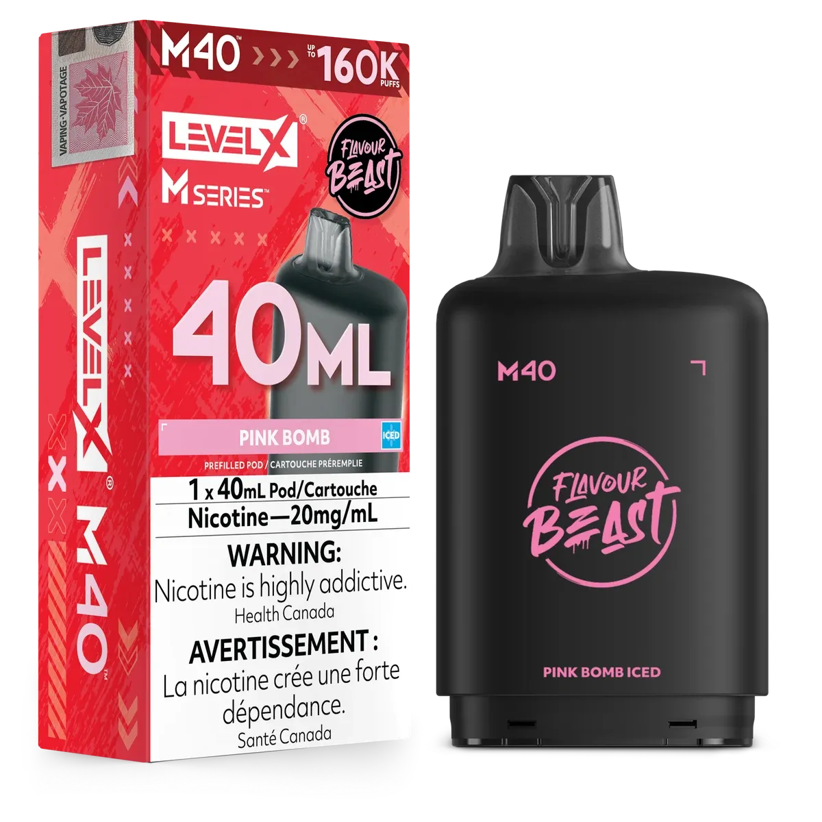Level X M Series Pod 40ml - Flavour Beast - Pink Bomb Iced 20MG