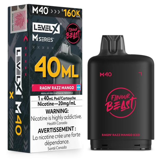 Level X M Series Pod 40ml - Flavour Beast - Ragin' Razz Mango Iced 20MG